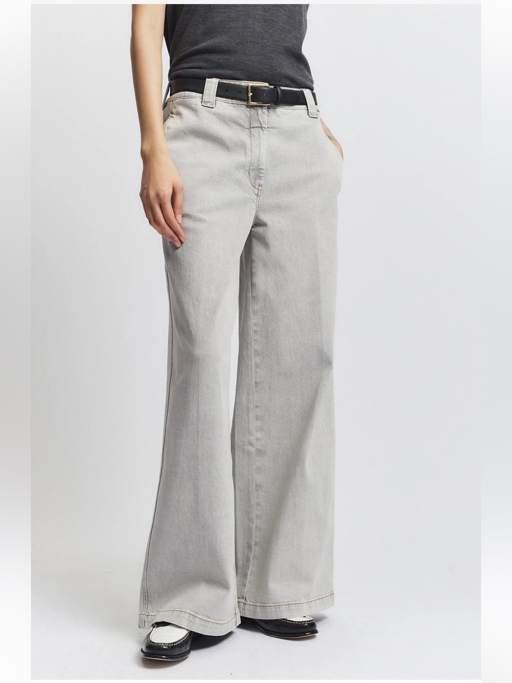 NWOT Saint Art Amber Wide Leg Gray Denim Jeans Size 32